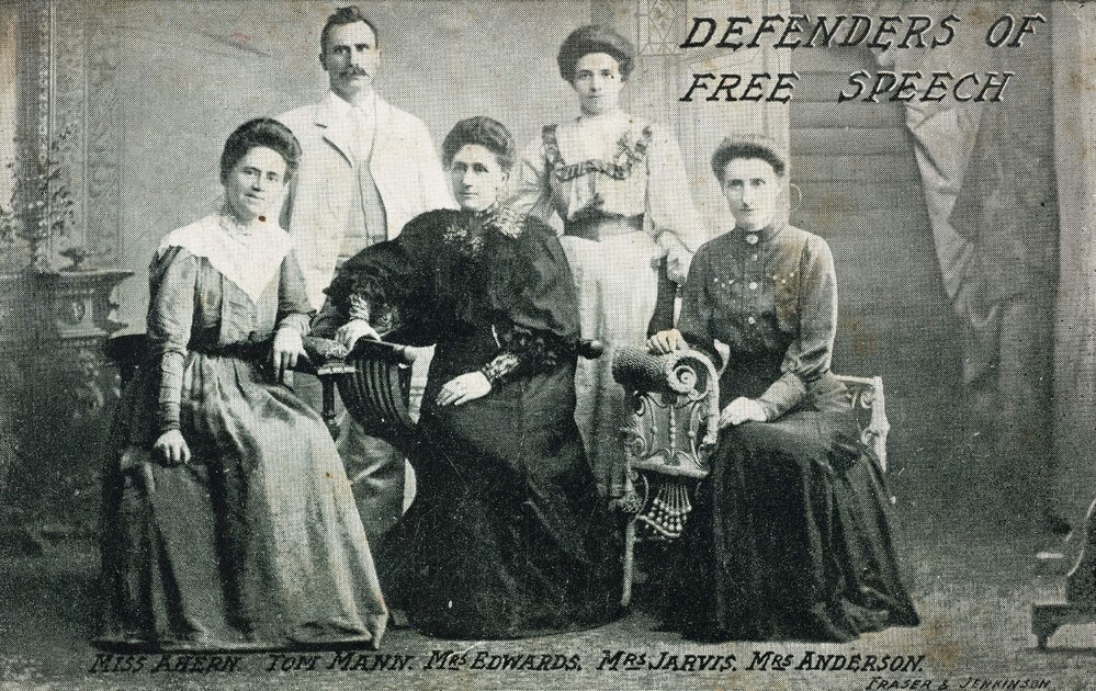 Studio group portrait of  "Defenders of free speech".