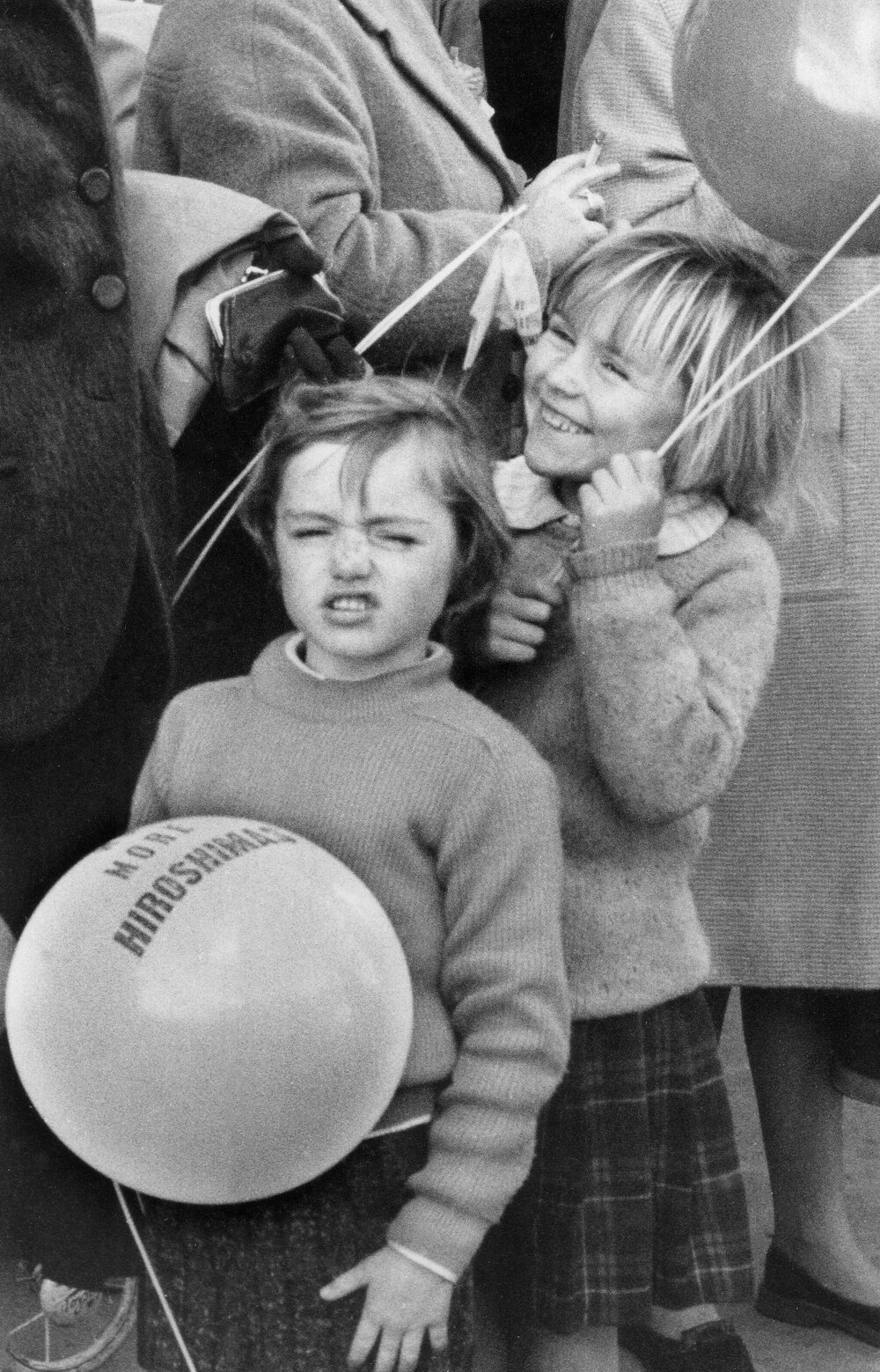 Two young girls at a "No more Hiroshimas" rally in Melbourne.
