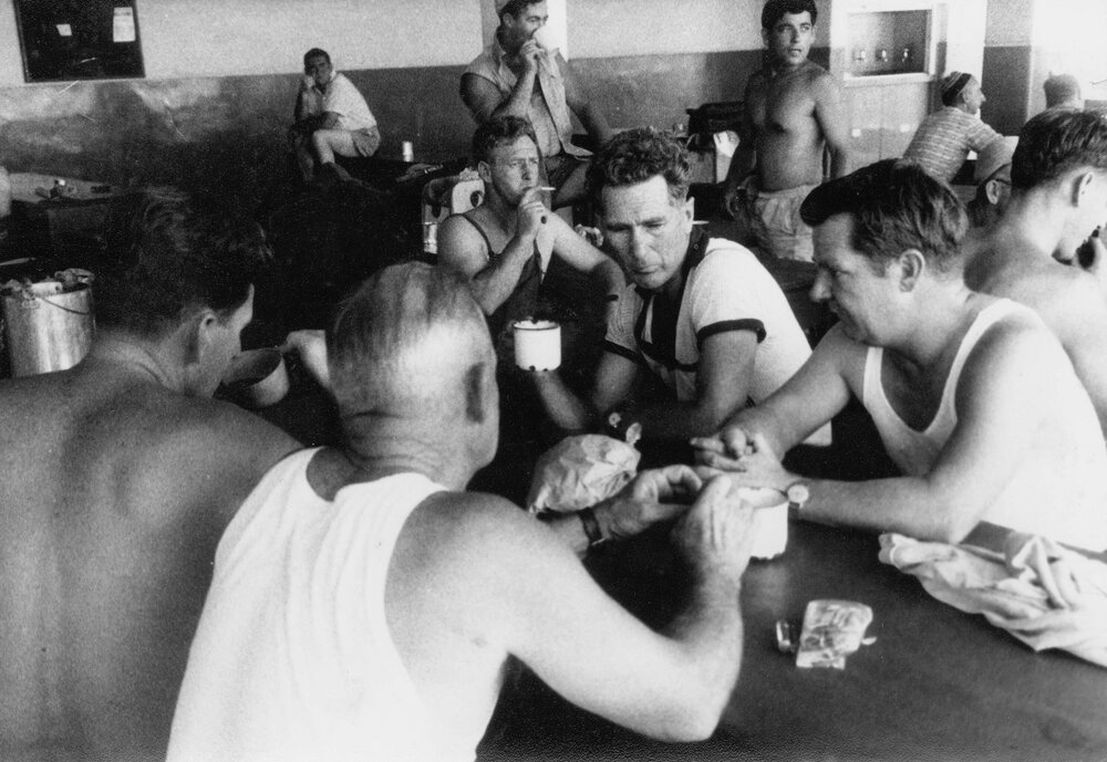 Ted McCormick and Ted Bull with others at  South Wharf, Melbourne.