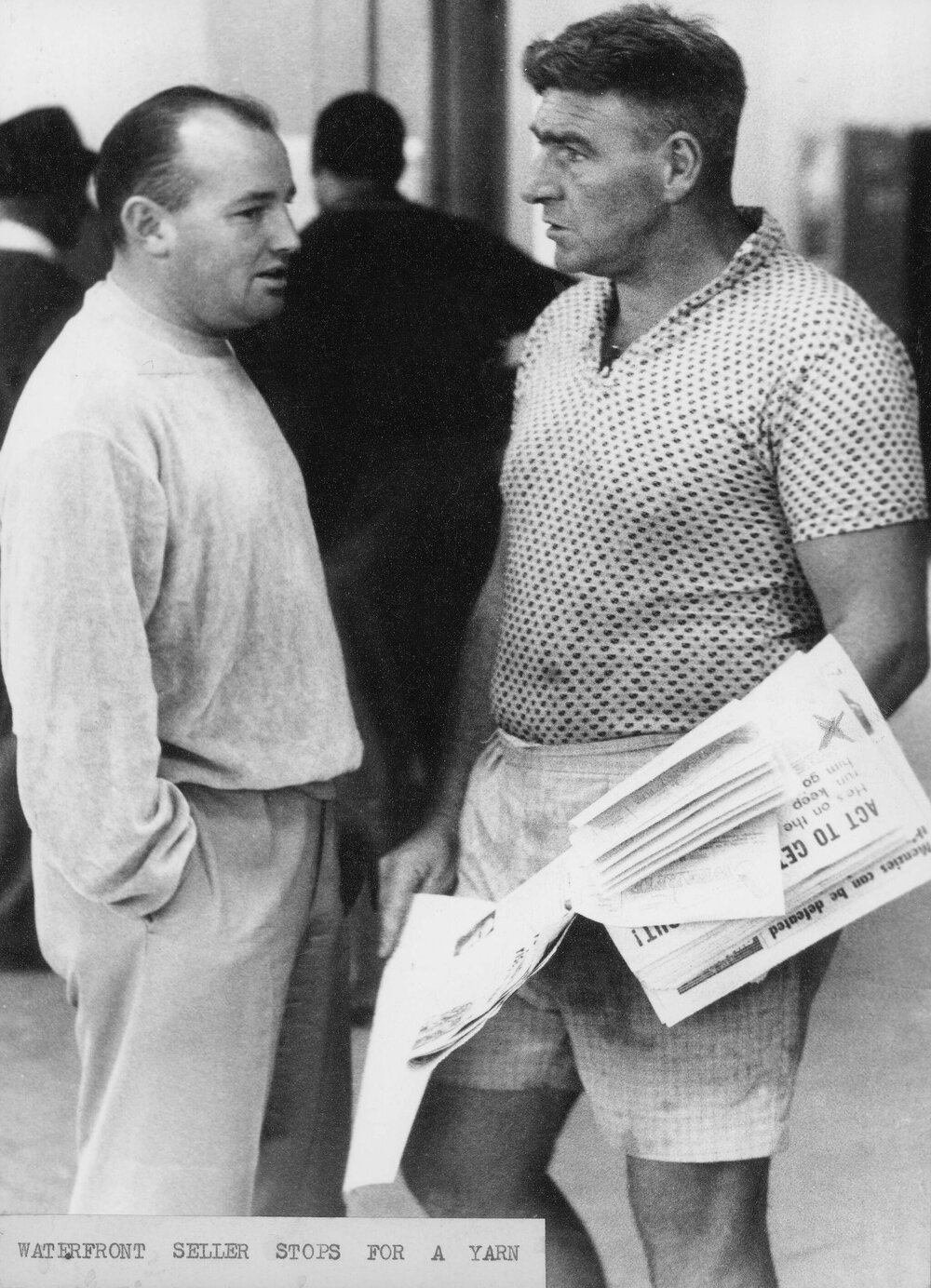 Gus McDonnell (right) and  Bunna Walsh  on the Melbourne waterfront in 1962.