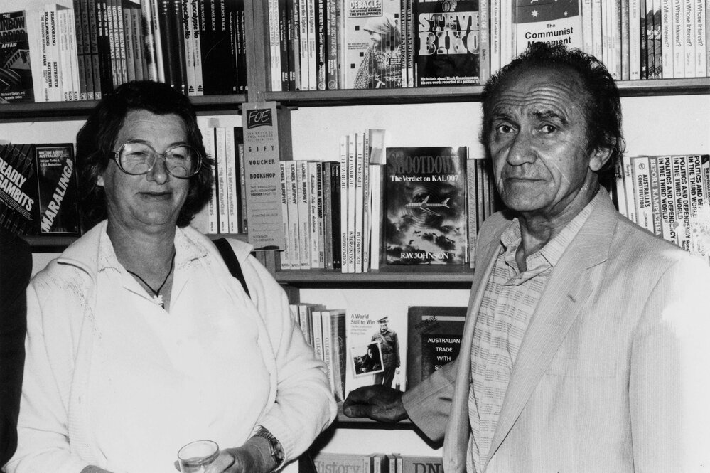 Elizabeth and Tom Gergos at the launching of  the Communist Party newspaper 'Tribune' into newsagents.