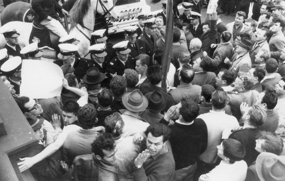 A demonstration in Melbourne against Premier Bolte's budget, September 1964.
