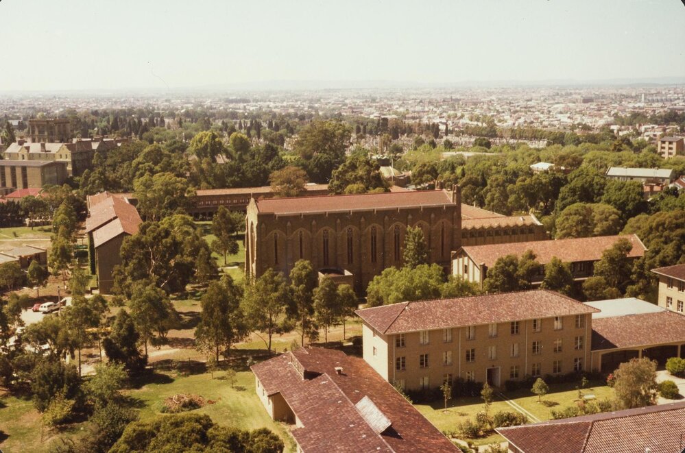 View from Redmond Barry Building, University of Melbourne, January 1978.