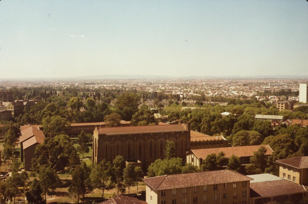 View from Redmond Barry Building, University of Melbourne, January 1978.
