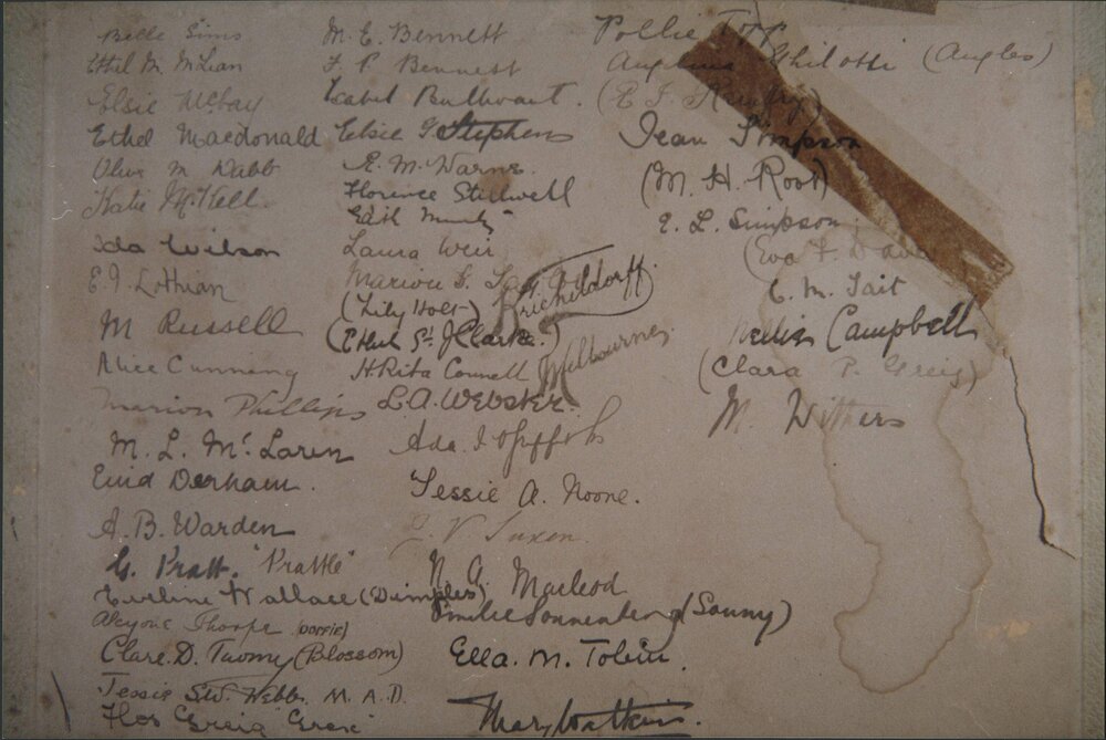 Signatures of women students, University of Melbourne, 1902.