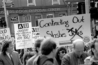 Public Sector Services union protest, 1992 - banner.