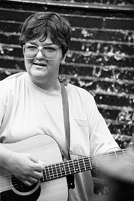 Judy Small at the second Persian Gulf war protest march, 25 January 1991.