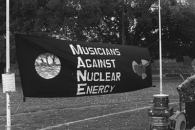 "Musicians Against Nuclear Energy" banner at the Alternative Energy Fair.