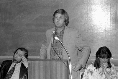 John Halpenny speaking at a Media Action Group meeting