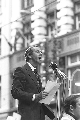 John Cain at an Anti-Uranium Rally, 1981.