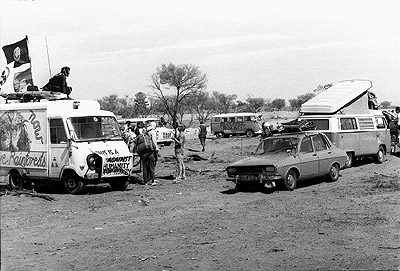 Protesters camp at the Roxby Downs uranium mine protest, August 1983.