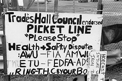 Hoechst chemical plant picket line, 23rd October 1990.