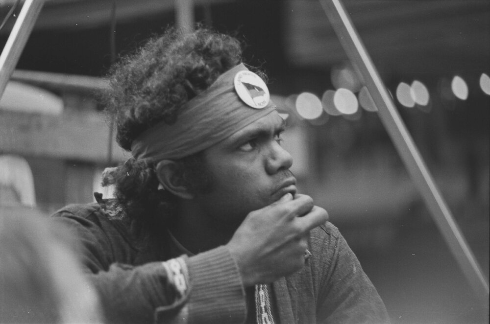 Koori activist at Movement Against Uranium Mining march, 3rd August 1978
