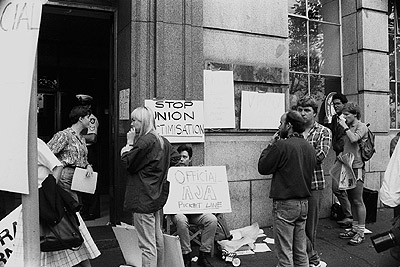 Australian Journalists' Association picket line in front of the Herald building, 1991.
