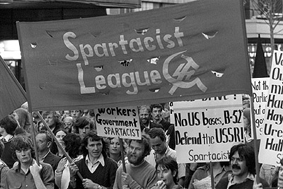 Anti-Fraser government demonstration - "Spartacist League" banner.