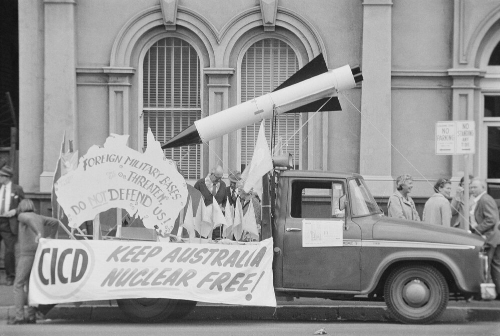 May Day march, 1974 ; CICD float