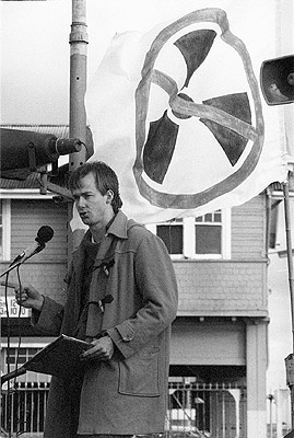 Richard Bolt at US warship protest, 14th June 1987