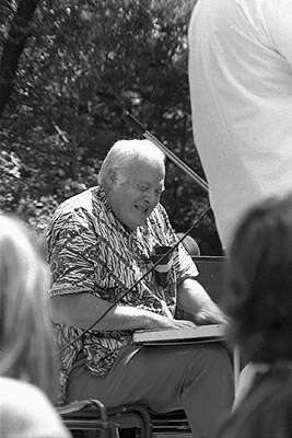 Bill Miller on washboard at a Jazz concert.