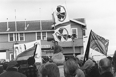 Richard Bolt at US warship protest, 14th June 1987