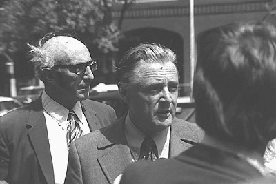 Vietnam Moratorium march : press conference, January 1974 : Sam Goldbloom and Jim Cairns