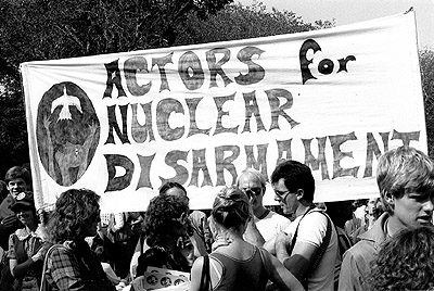 "Actors for Nuclear Disarmament" Banner at Palm Sunday rally, April 1984.