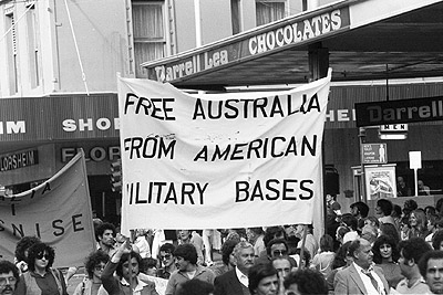 May Day, 1982 - 'Free Australia' banner.