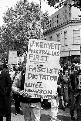 Anti-Kennett Government rally, 1992 - banner.