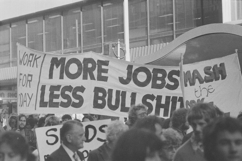 Anti-Fraser government demonstration - banners.