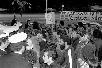 Unemployed Workers' Union soup kitchen outside the Arts Centre, 12 December 1978.