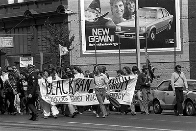 Anti Malcolm Fraser demonstration and march with banners.