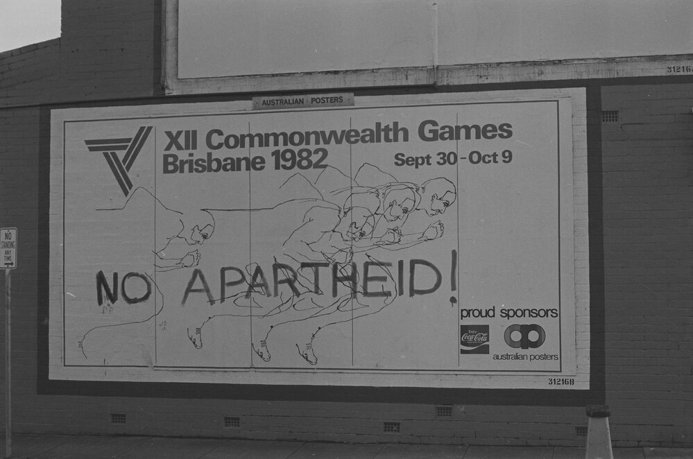 "No Apartheid" graffiti, 1981.