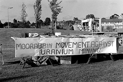 Moorabbin Mayor's Day - Movement Against Uranium Mining display and banner.