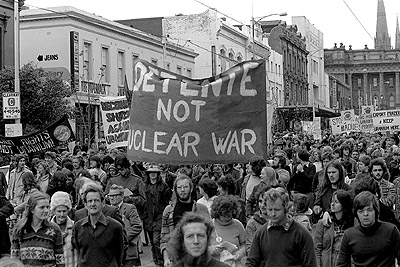 Banners at Movement Against Uranium Mining march, 3rd August 1978