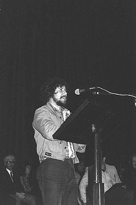 Marius Webb at Defend the ABC meeting, Melbourne Town Hall, 23rd November 1976