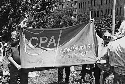 Anti-racism rally and march through Melbourne, 8th December 1996 - "Communist Party of Australia" banner.