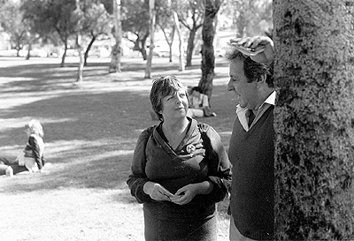 Val Macarow and Jack Mundy at the Honeymoon uranium mine rally, May 1982.