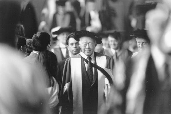 Lee Kuan Yew, Prime Minister of Singapore, after receiving his Honorary Doctorate