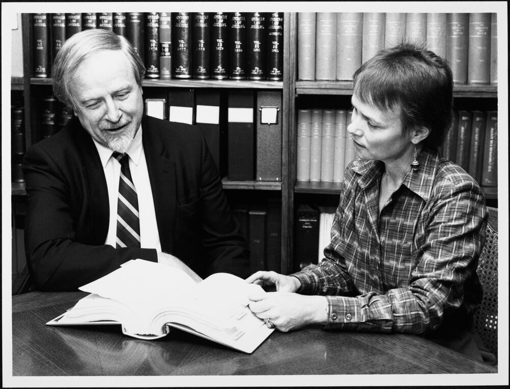 Holmes, Dr Virginia, Reader in Psychology, with Mr David Kelly, Chairman of the Victoria Law Reform Commission.