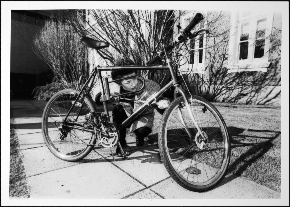 Orton, Dr Jane poses with a bicycle similar to those ridden in Beijing