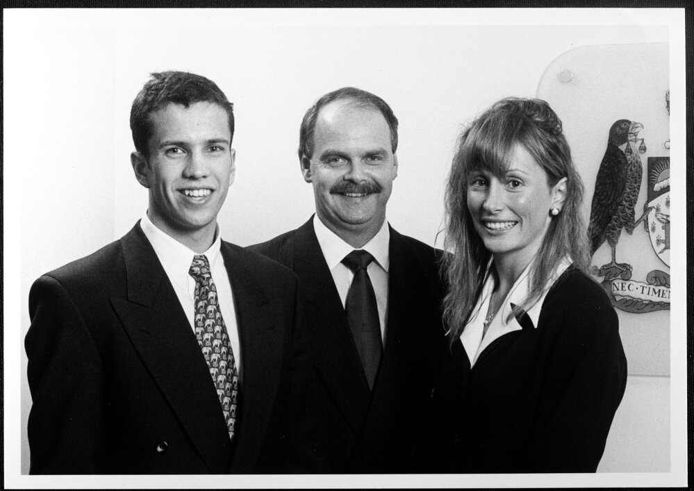Accounting and Finance. &nbsp;ICAA Undergraduate Award Winner, Sharon Leggo, is congratulated by fellow University of Melbourne student and finalist Michael Haintz, and Professor Keith Houghton