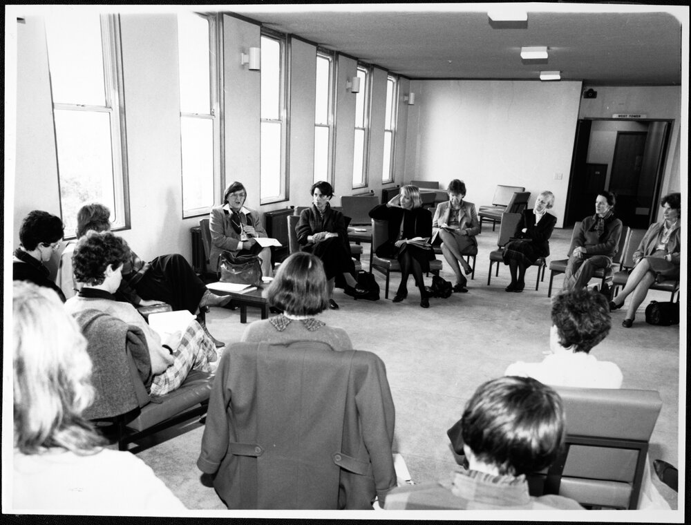 Association for Women on Campus -AWCUM. Meeting with Fay Marls. 1986