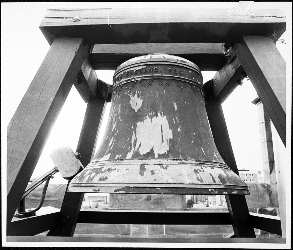 Old Arts Building tower bell and hammer