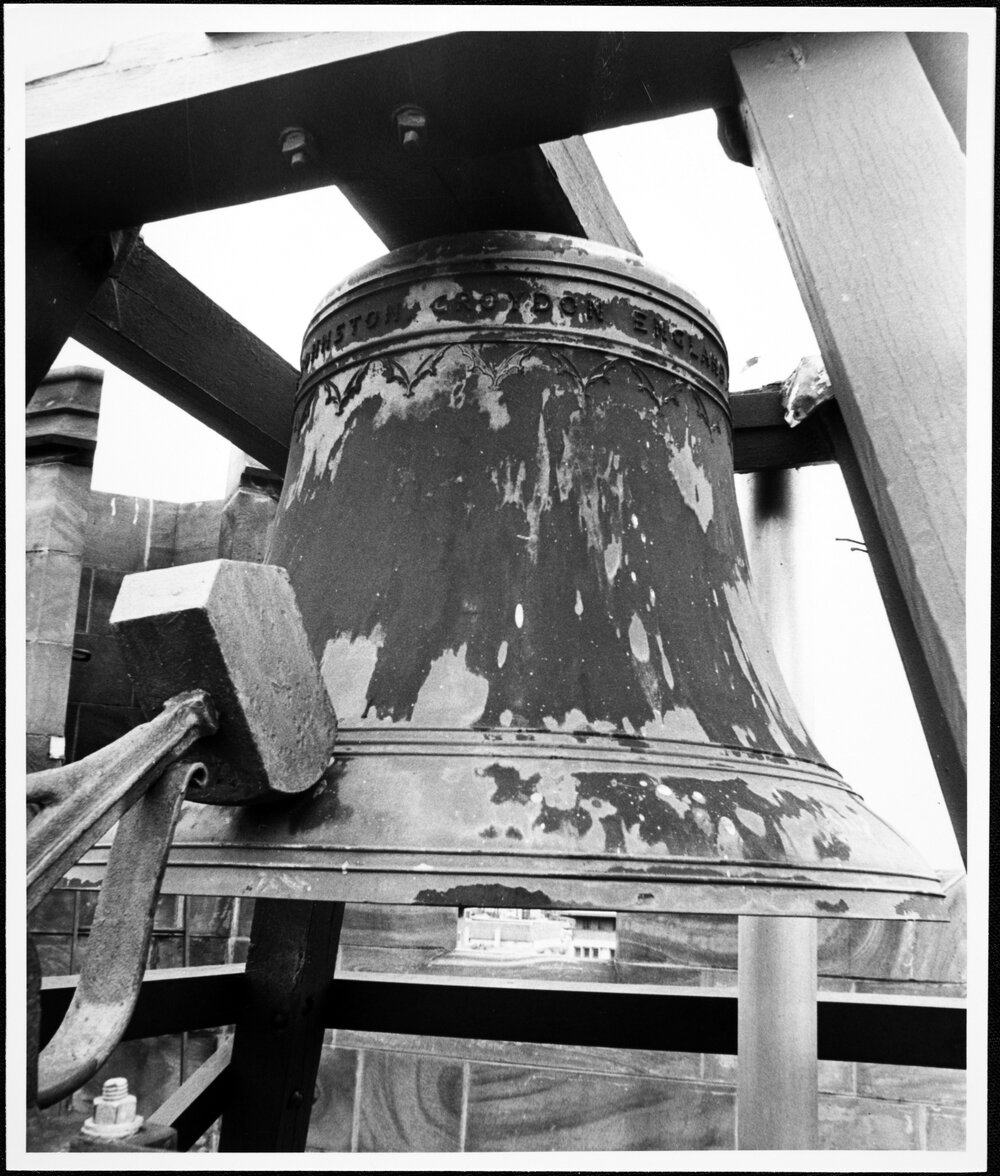 Old Arts Building tower bell and hammer