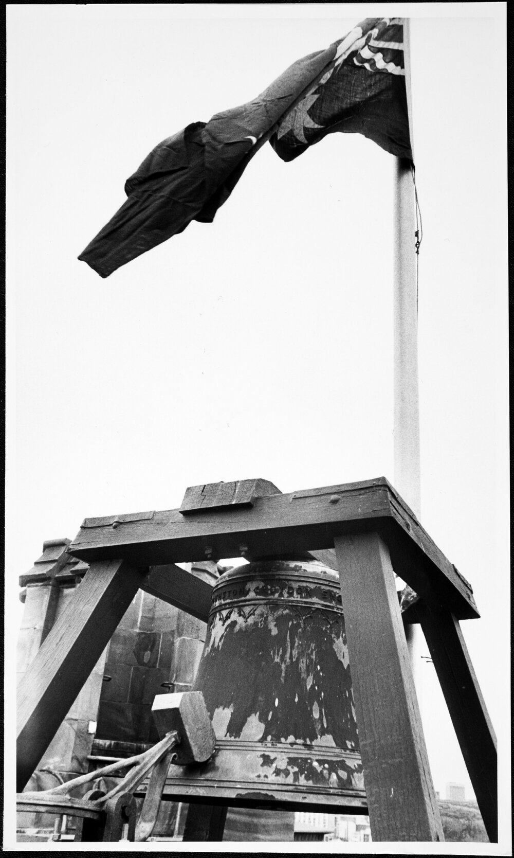 Old Arts Building clock, hammer and flag pole