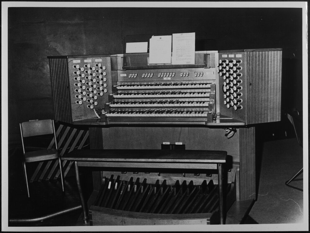 Wilson Hall - organ console. 1970
