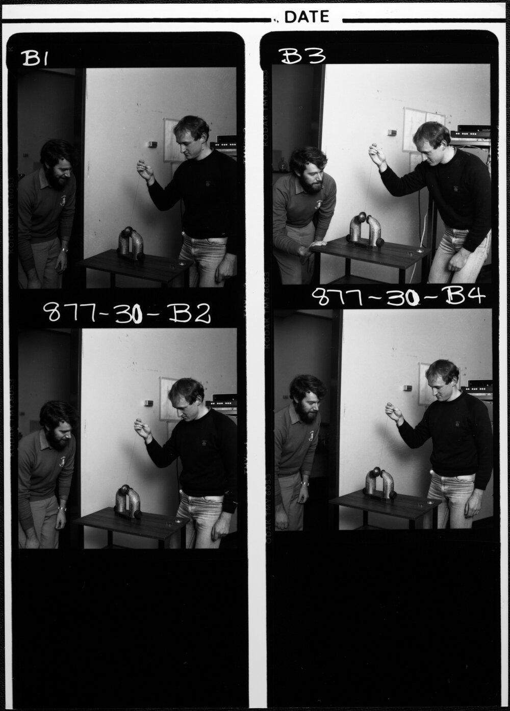 Physics. Super conductors demonstration by research students Tim Darling and Mark Grigg