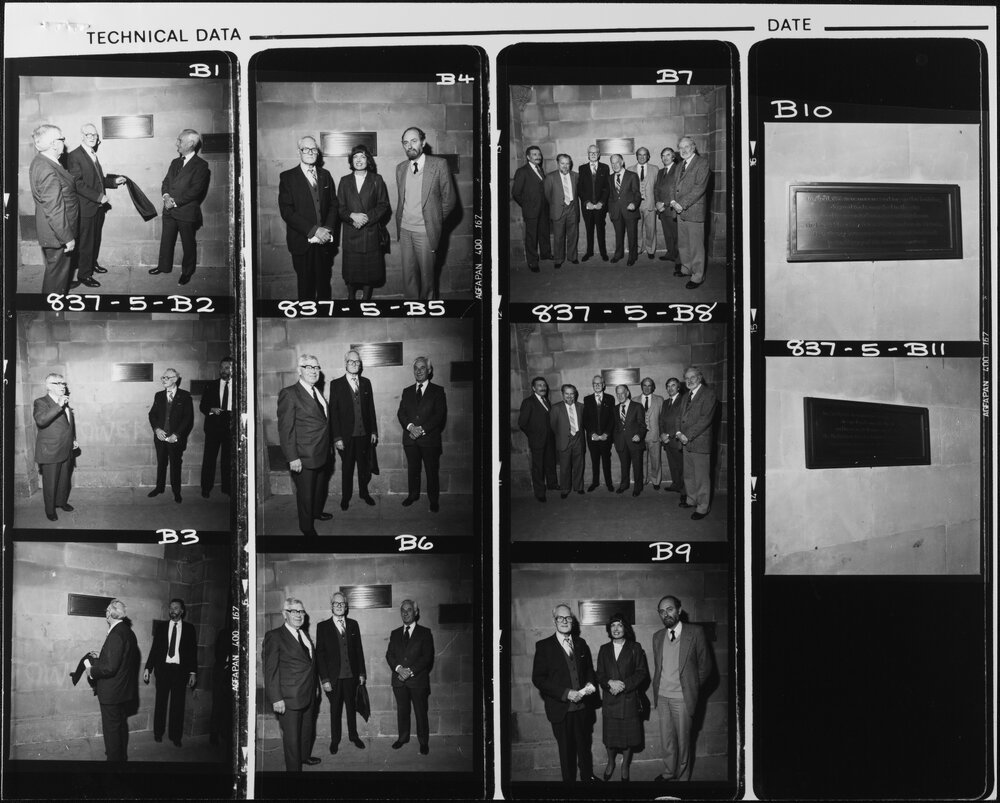 Cahill, Mr A.L. unveiling eight hour day plaque with Professors Wright and Caro