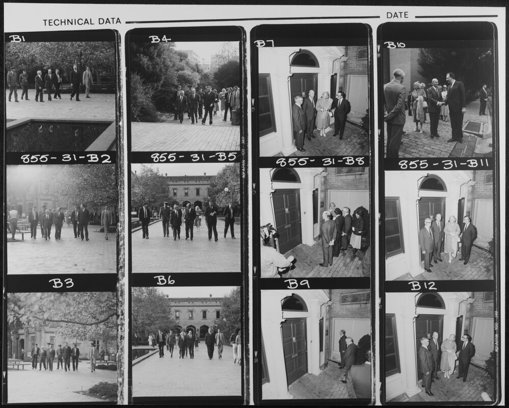 Conferring - Official party with Dr Hillery, President of Ireland, after conferring of his Hon LLD. 1985