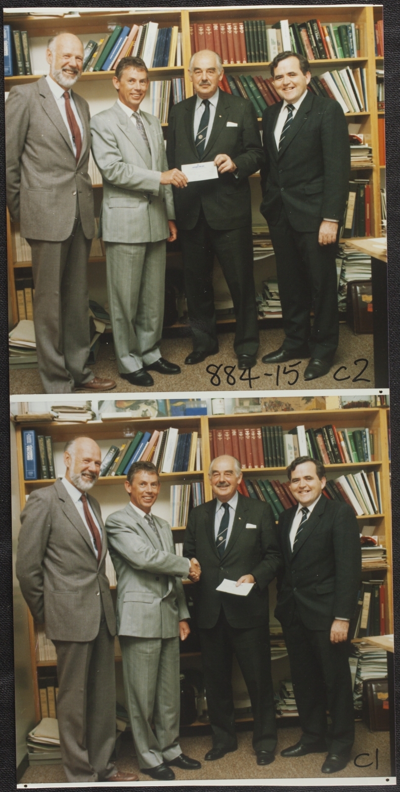 Pittard, Prof Jim (left) with Newman, Marginson and Kerry Carroll (right), a Director of Quest Investments - agreement with Quest Investments on the development of Trypotophan. 15 Apr 1988