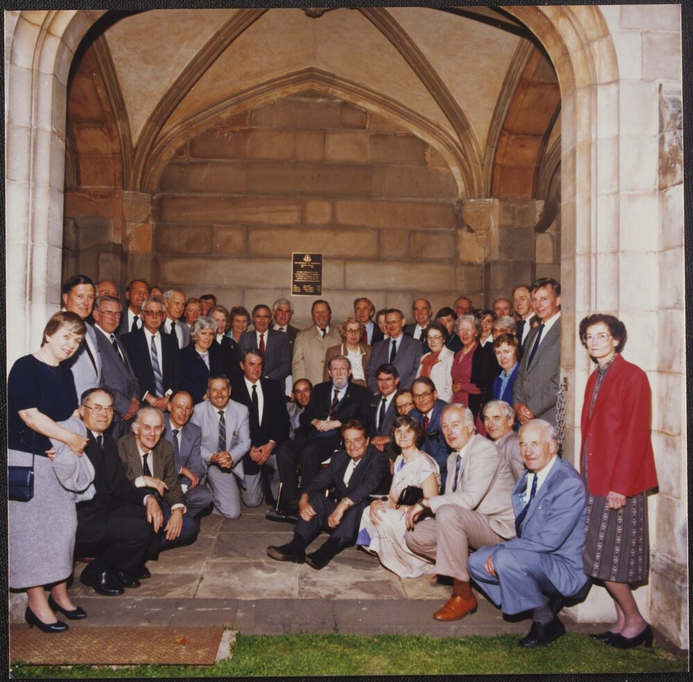 Mildura 1940&rsquo;s group reunion and ceremony in cloisters, to unveil the plaque commemorating the University&rsquo;s Mildura branch.